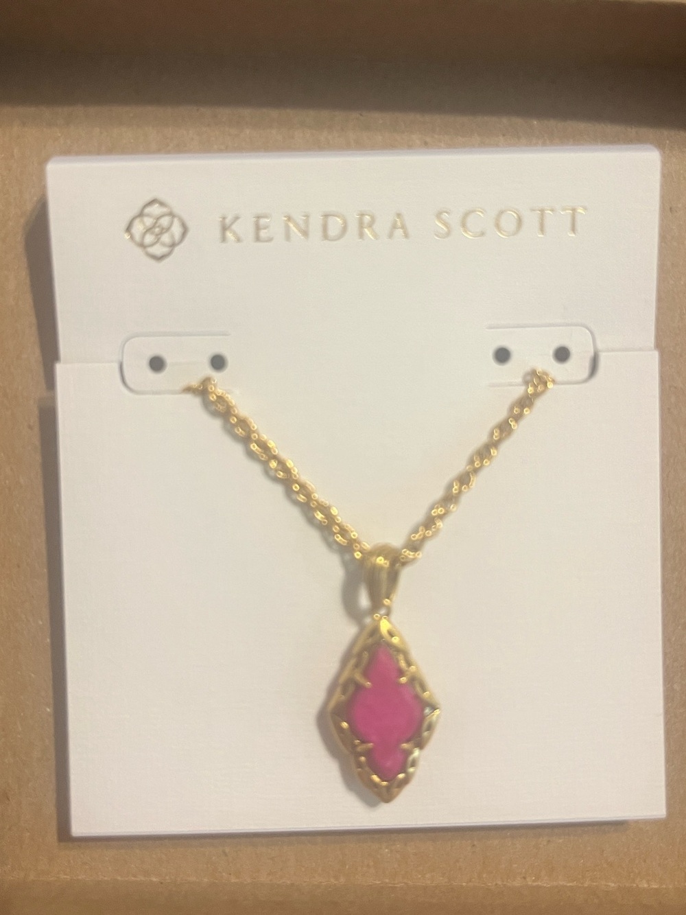 Kendra Scott Gold Necklace with Hot Pink Pendant